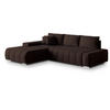 ECKSOFA ALESE L-S Braun Velours-Stoff mit Schlaffunktion - Braun, Holz (265/185cm) - MASSENO