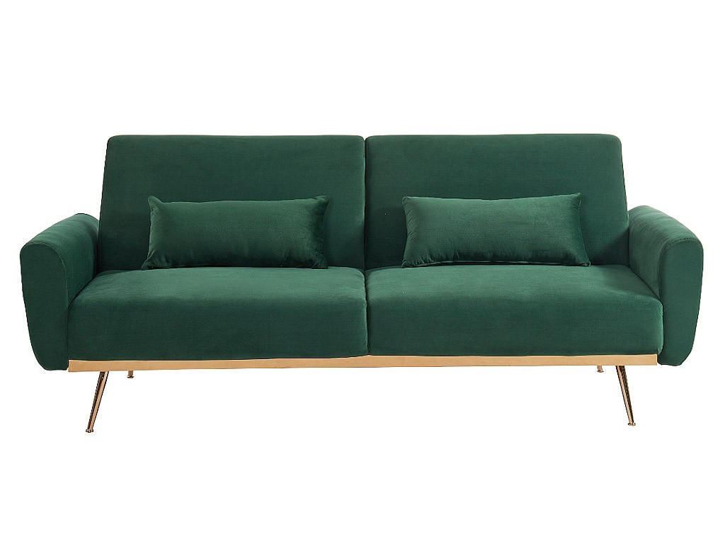 SCHLAFSOFA - 3 Personen - Samt, Stoff - Tannengrün - - Waldgrün, Textil (208/86/84cm) - Vente-Unique