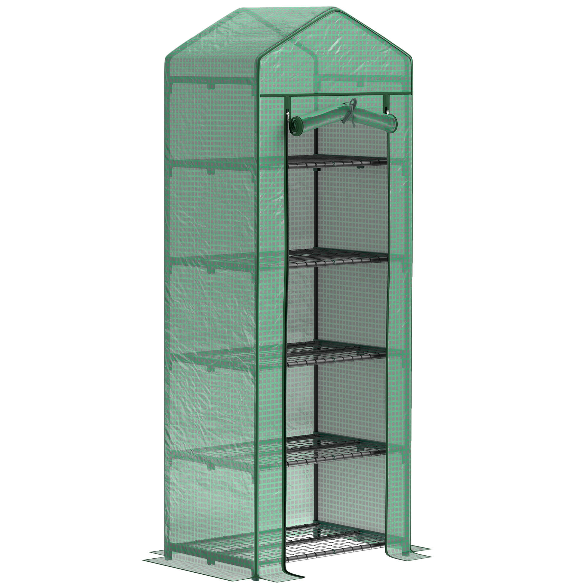 Modfu FÓLIOVNÍK z plastu 69x49x193 cm zelený s rolovacími dveřmi a 5 policemi pro balkon i zahradu