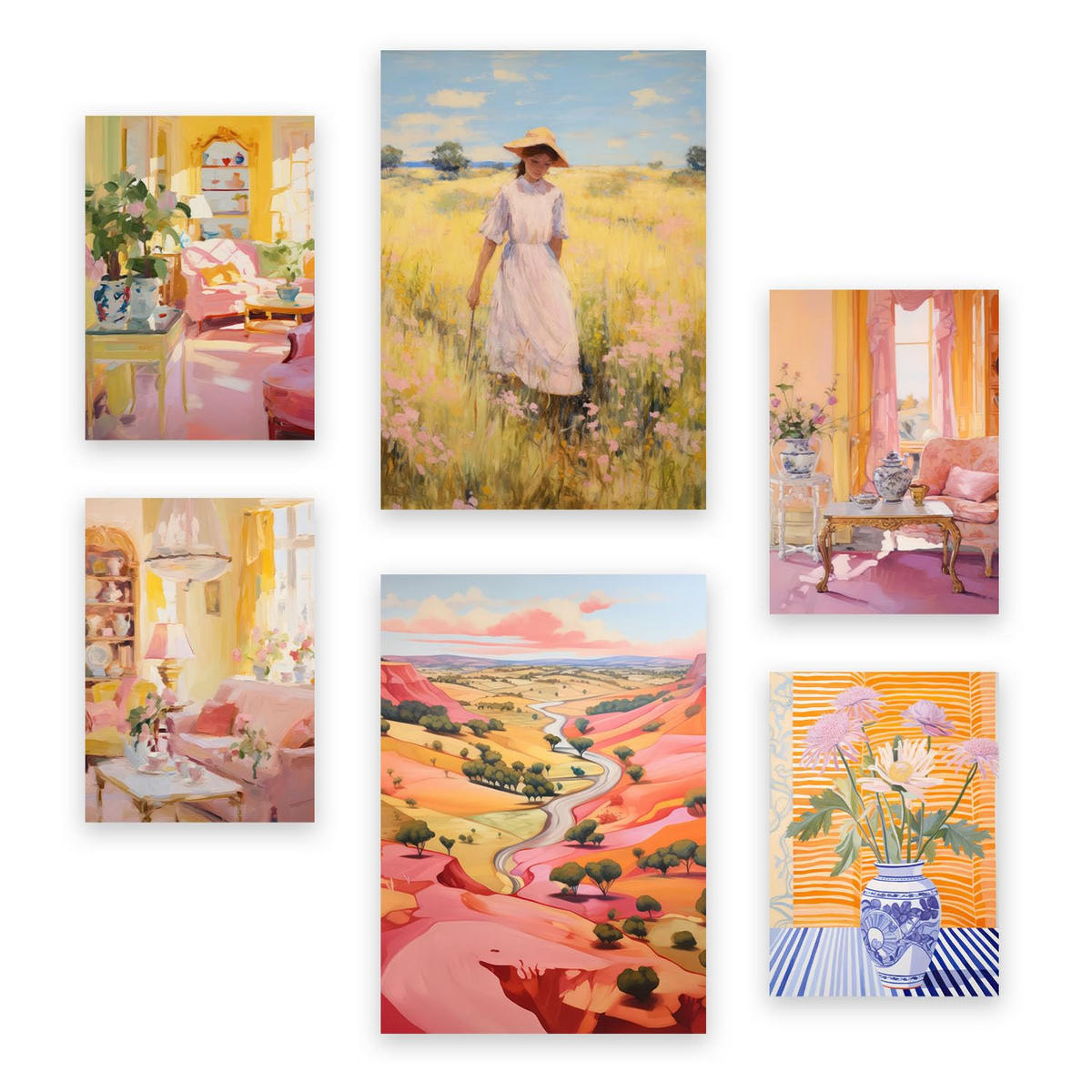 POSTER Set Mit 6 Land Schönheit In Vielseitiger Stil A3 & A4 Rahmenlos - Klar, Papier (29/3cm) - Nacnic