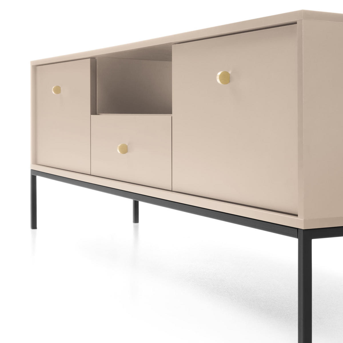TV-ELEMENTE Melody IV 154 Beige + Schwarz - Beige/Schwarz, Holzwerkstoff (154/56/39cm) - Möblo