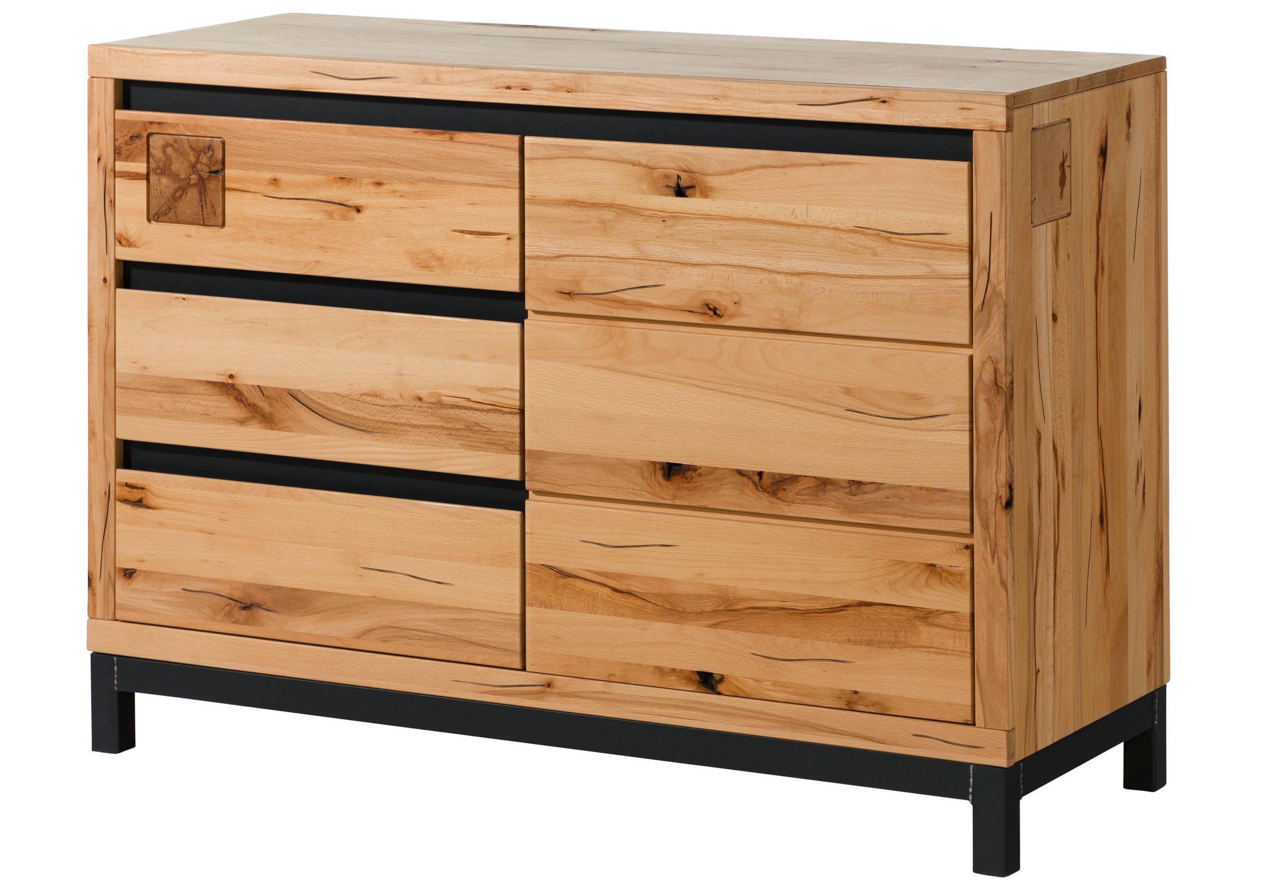 SIDEBOARD Kernbuche 120x45x85 natur geölt VILLANDERS #110 - Braun, Holz (120/85/45cm) - Massivmoebel24