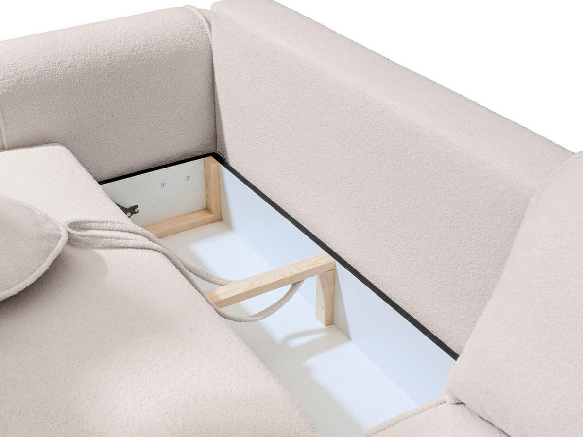 ECKSOFA SIGMA mit Schlaffunktion und Bettkasten, Stoff Beige - Beige, Textil (280/178cm) - Idohome