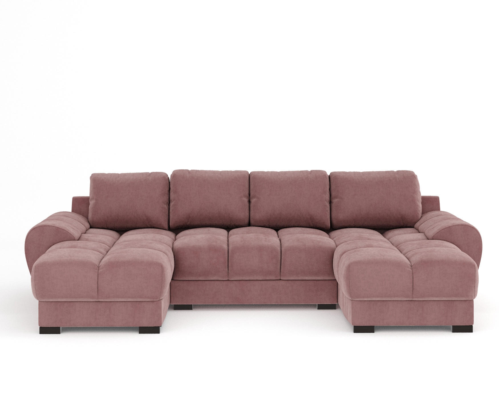 WOHNLANDSCHAFT Peebles Rosa Samtstoff - Pink/Schwarz, Holz/Holzwerkstoff (330/90/175cm) - Maison de Reve