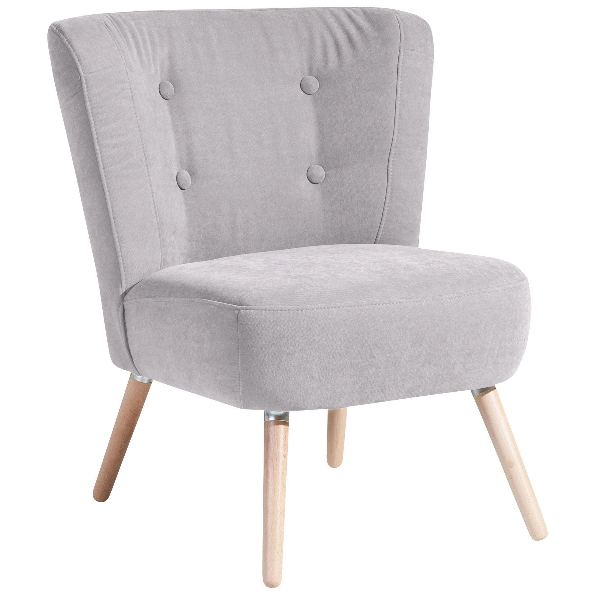 SESSEL Kassi Bezug Veloursstoff Buche natur / silber - Silberfarben, Kunststoff (69/80/68cm) - 58aufmkessel