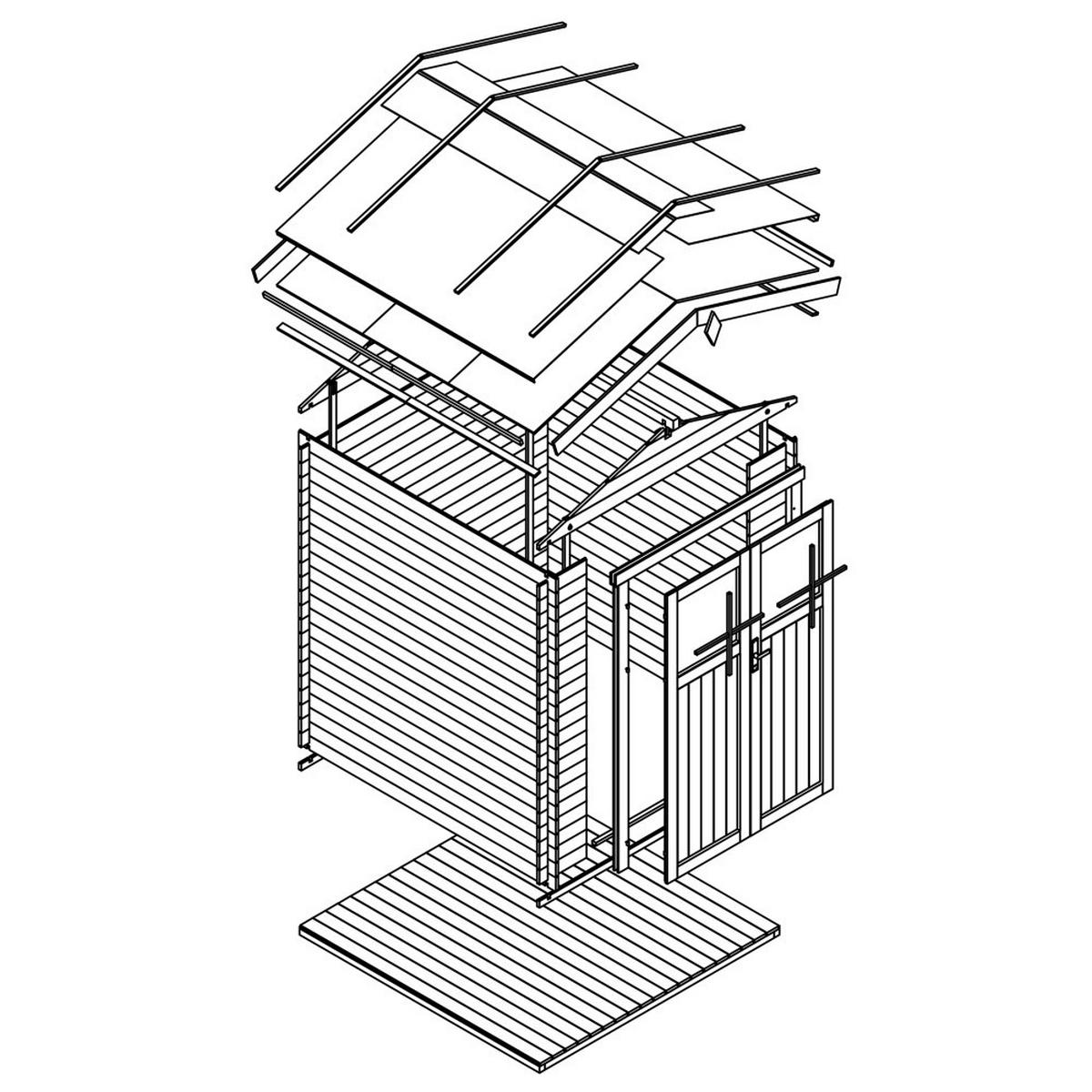 GARTENHAUS HOLZ - Gerätehaus Hochwertige abschließbare Tür mit imprägniertem Boden - 3.53 m2 - M369F+M369G - Beige, Holz (236/224/226cm) - Timbela