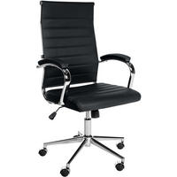 DREHSTUHL Echtleder schwarz - Chromfarben/Schwarz, Leder/Metall (56/102/61cm) - CLP