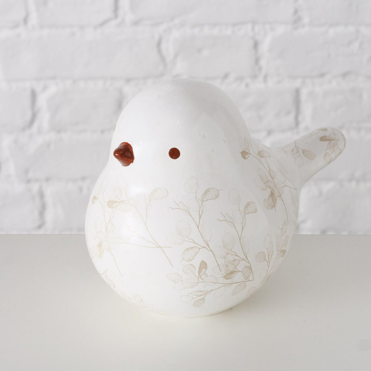 VOGEL-FIGUR handbemalt Silvana - Rotbraun/Weiß, Keramik (12/16/20cm) - Boltze Home