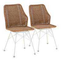 STUHL-SET 2 Paola, Ratan/Weiß - Weiß, Kunststoff/Metall (45/90/61cm) - VS Venta-stock