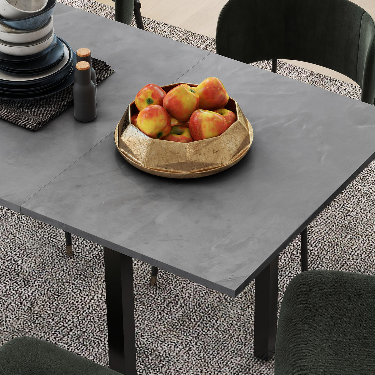 ESSTISCH erweiterbar Küchentisch Esszimmertisch für 6 Personen Stahl Dunkelgrau - Dunkelgrau, Kunststoff (160/70/76cm) - HOMCOM