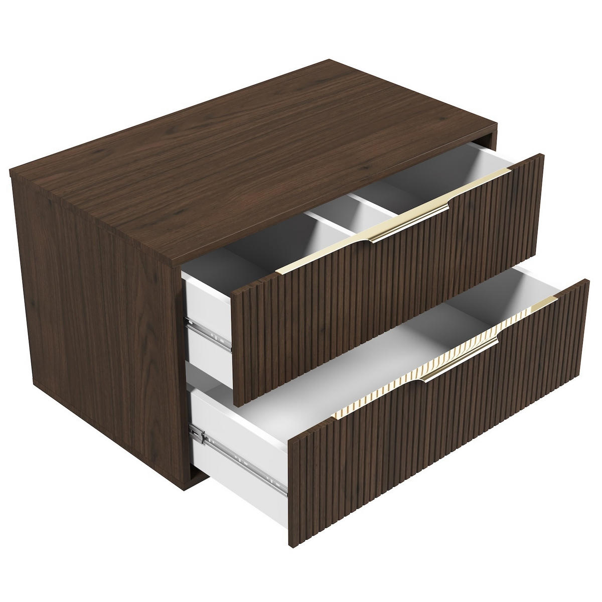 WASCHBECKENUNTERSCHRANK Rimini 2 Schubladen Walnuss Braun - 80 x 46 x 46 cm - Walnussfarben/Braun, Holz (80/46/46cm) - Badplaats