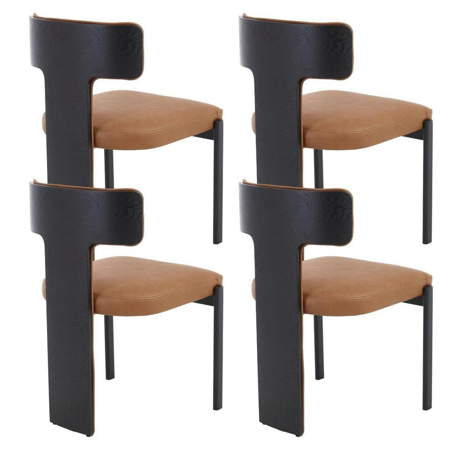 ESSZIMMERSTÜHLE 4er Set mit geschwungener Holzrückenlehne, braun - Braun, Kunststoff (50/76/51cm)