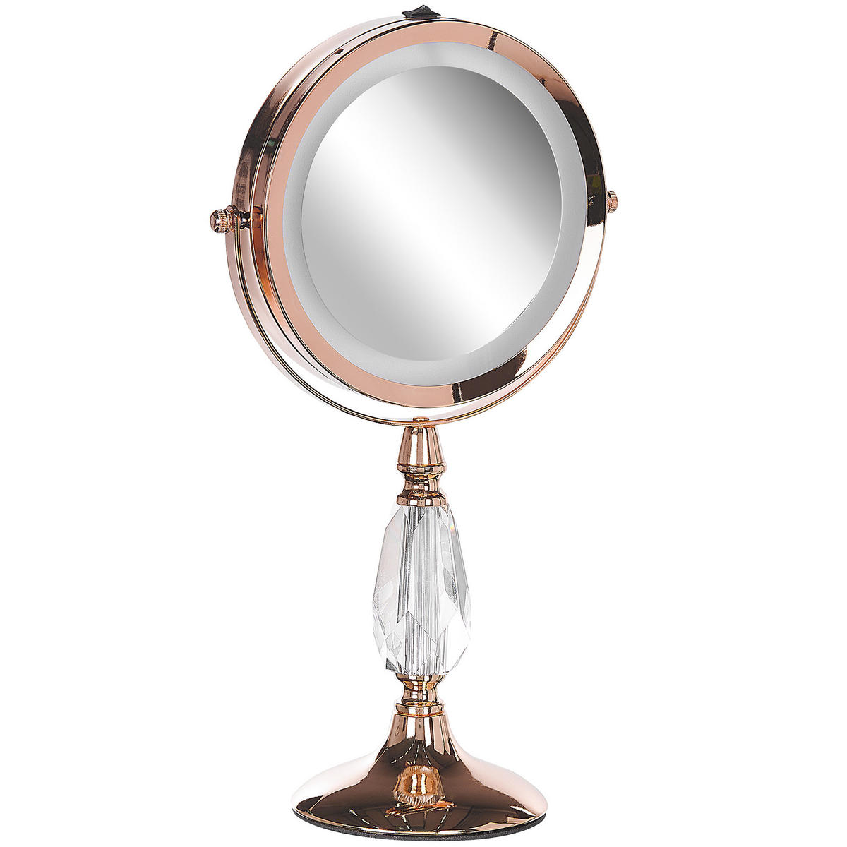 KOSMETIKSPIEGEL roségold mit LED-Beleuchtung 18 cm Maury - Roségold, Metall (18/37/12cm) - Beliani