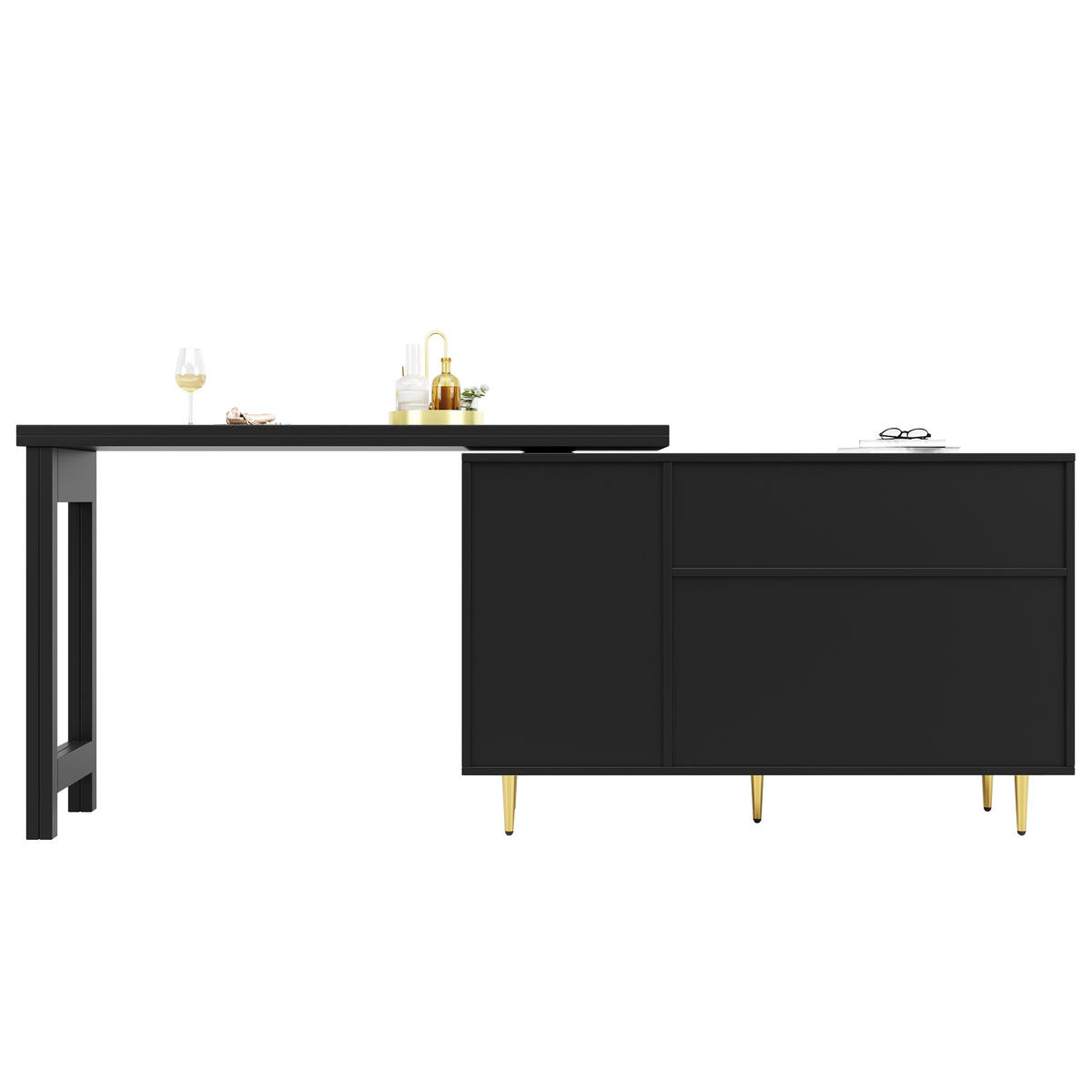 BARTISCH Schwarz 107/40/71,4 cm - Schwarz, Holzwerkstoff (40/76/187cm) - Urban Meuble