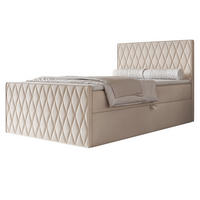 BOXBETT PONTI III 120x200 cm Cremeweiß (Samt) - mit 2 Bettkästen, Bonellmatratze und Rautensteppung - Creme, Holzwerkstoff/Textil (120/200cm) - Ravio