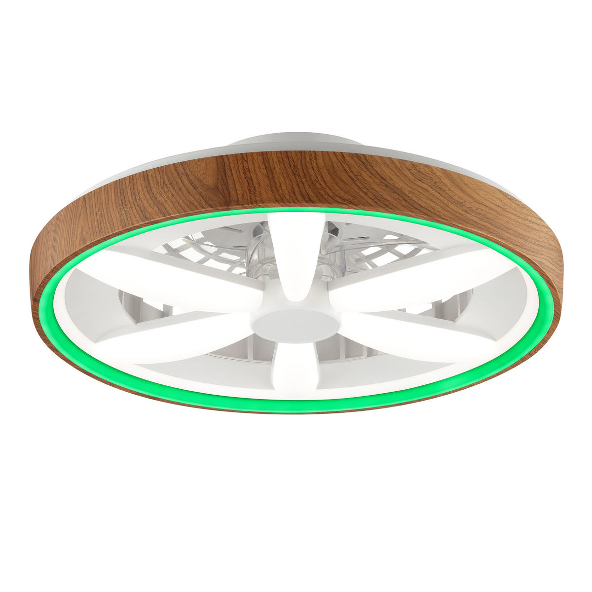 LED DECKENLEUCHTE Gaiano Weiß/Holz 48/48/16 cm - Multicolor, Metall (48/48/16cm) - Brilliant