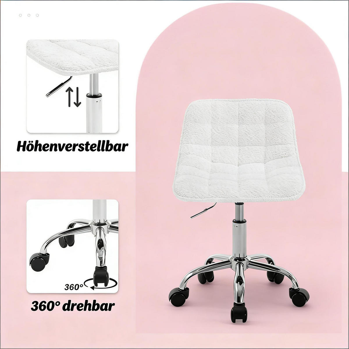 BÜROSTUHL Weiß 43/50/67,5 cm - Weiß, Metall (43/67.5/43cm) - PANGIVO