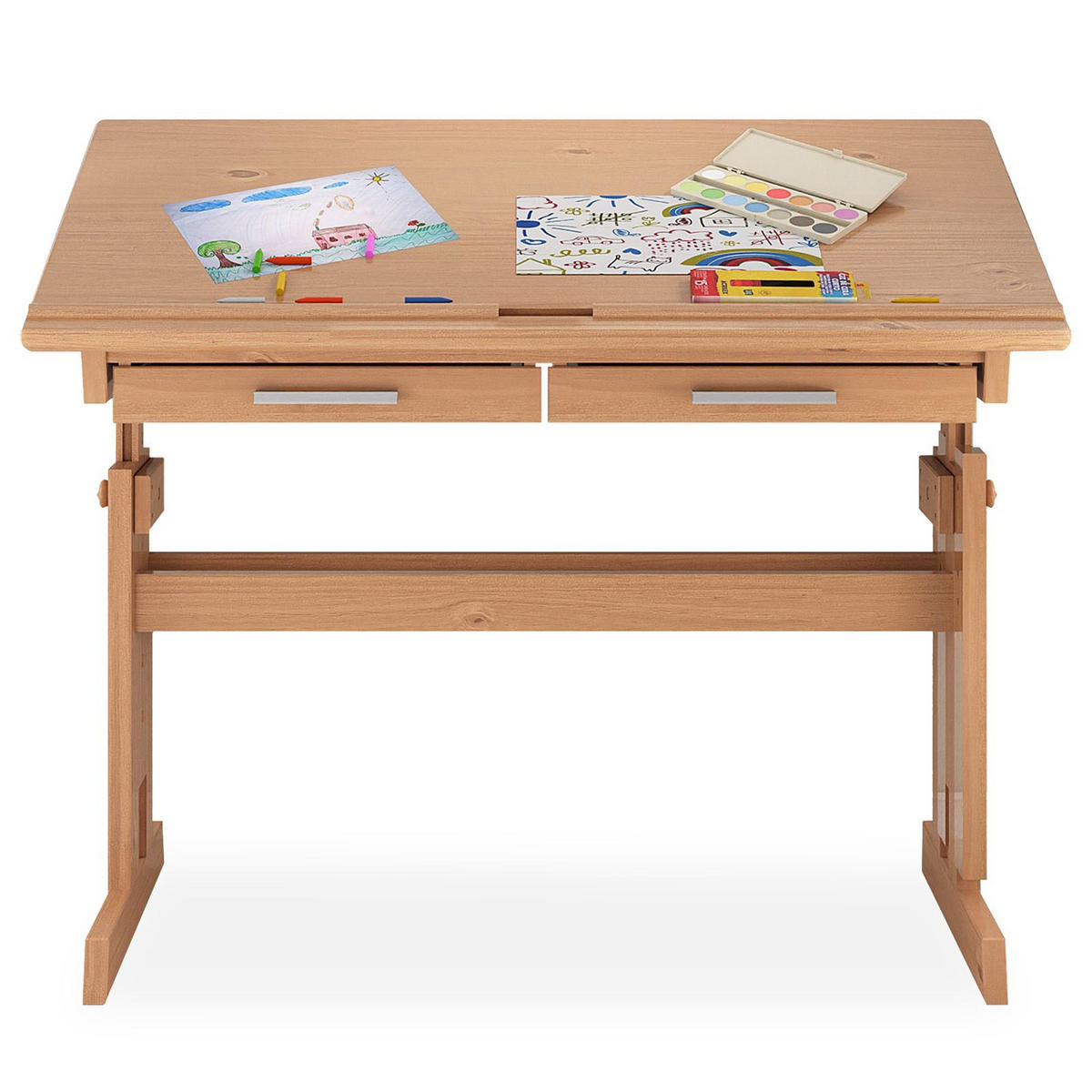 KINDERSCHREIBTISCH OLIVIA - Buchefarben, Holz (109/130/55cm) - IDIMEX