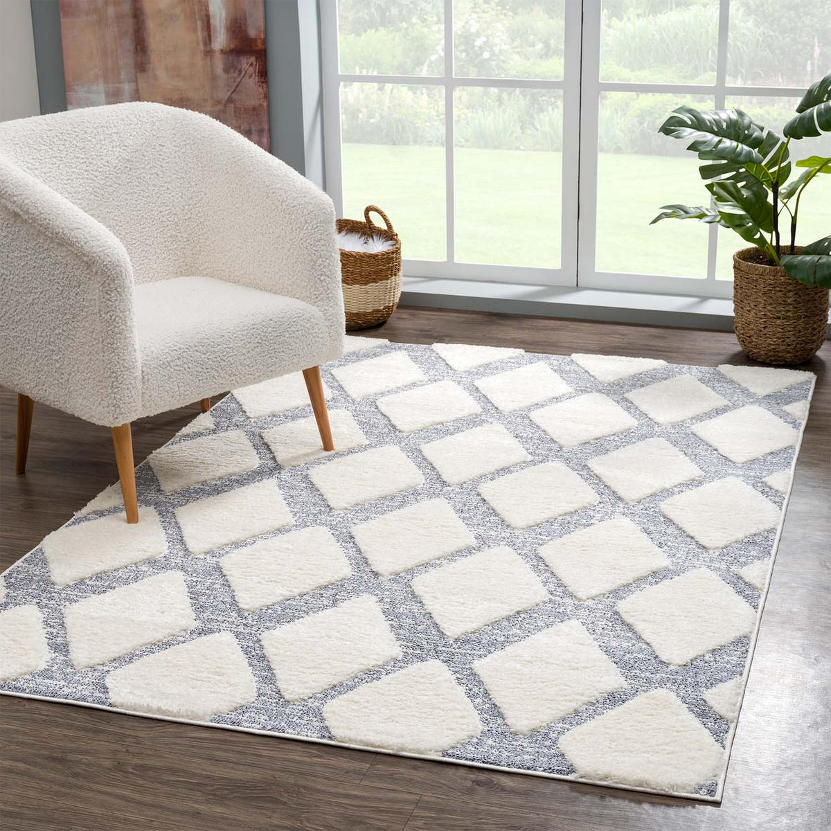 HOCHFLOR-TEPPICH Focus 4497 Grau 200x290 cm - Creme/Grau, Textil (200/290cm) - carpet city