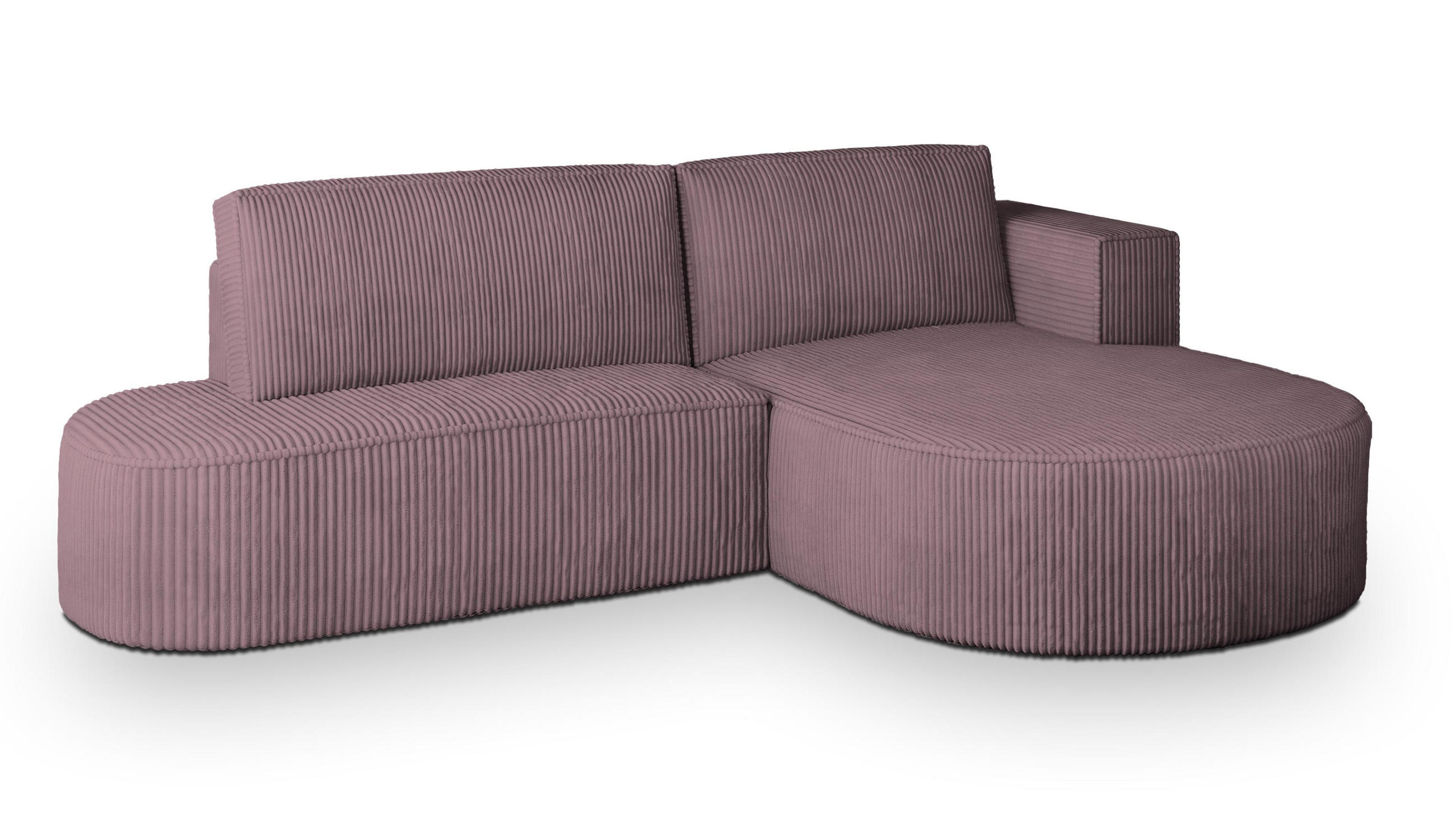ECKSOFA CORTIO P R-S Lila Kordstoff mit Schlaffunktion - Lila, Holz (265/174cm) - MASSENO
