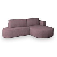ECKSOFA CORTIO P R-S Lila Kordstoff mit Schlaffunktion - Lila, Holz (265/174cm) - MASSENO