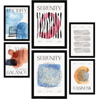 POSTER Set Mit 6 Abstrakte Ruhe Größe A3 & A4 Schwarzer Rahmen - Schwarz, Papier (29.7/1cm) - Nacnic