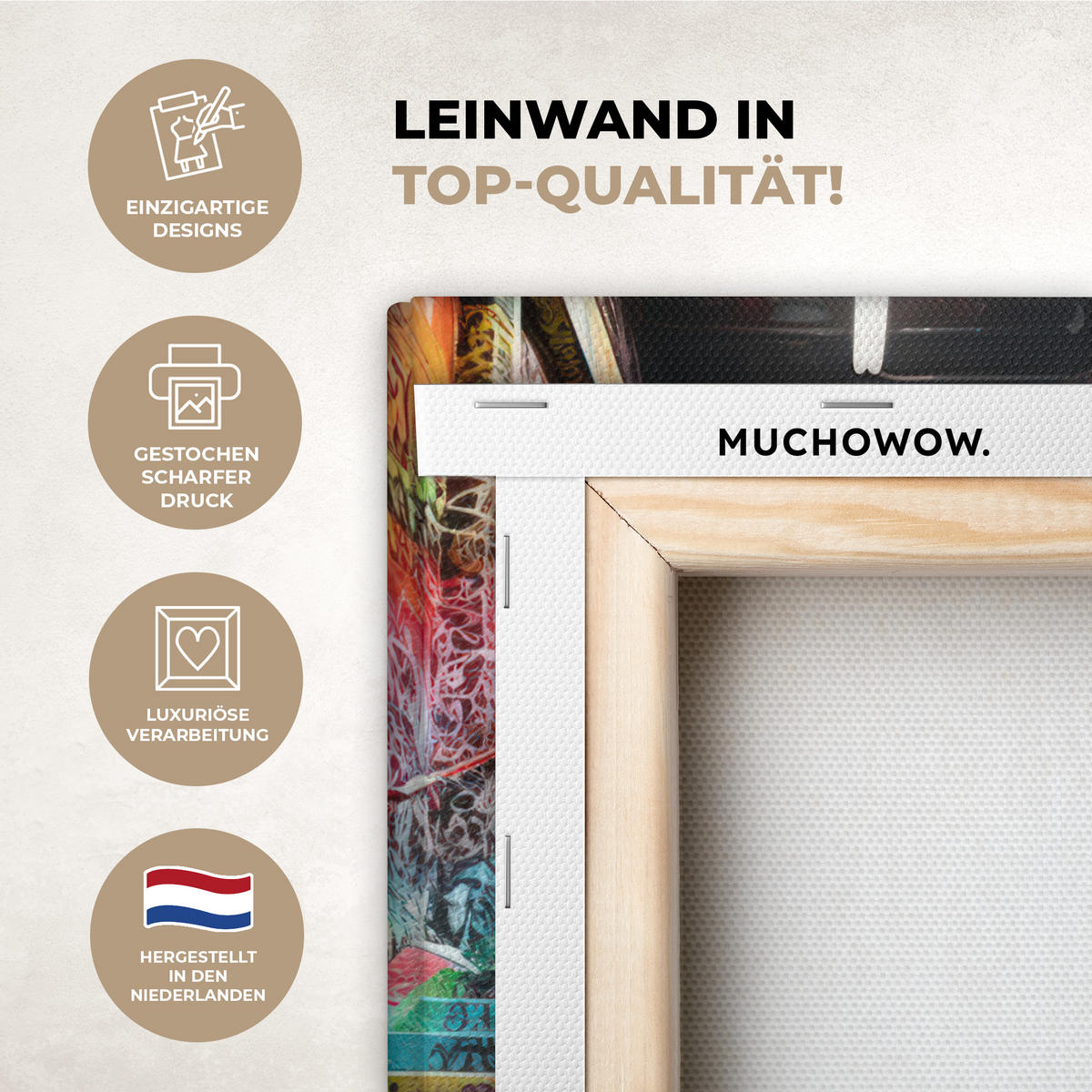 LEINWANDBILD Treppe - Graffiti - Farben - Kunst Deko Wohnzimmer 20x30 cm - Multicolor, Textil (20/30cm) - MuchoWow