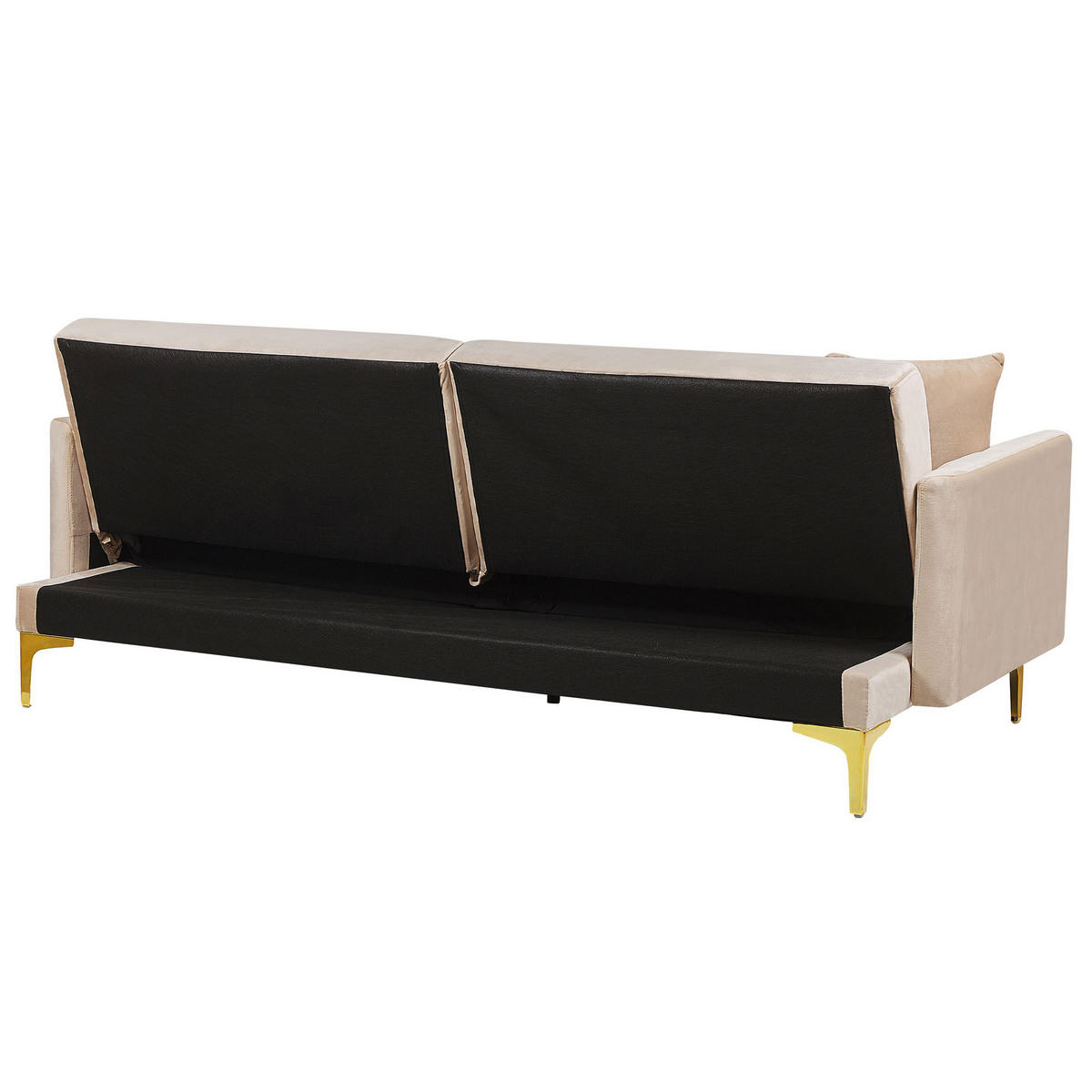 3-SITZER-SCHLAFSOFA Samtstoff Beige Lucan - Beige, Textil (190/75/90cm) - Beliani