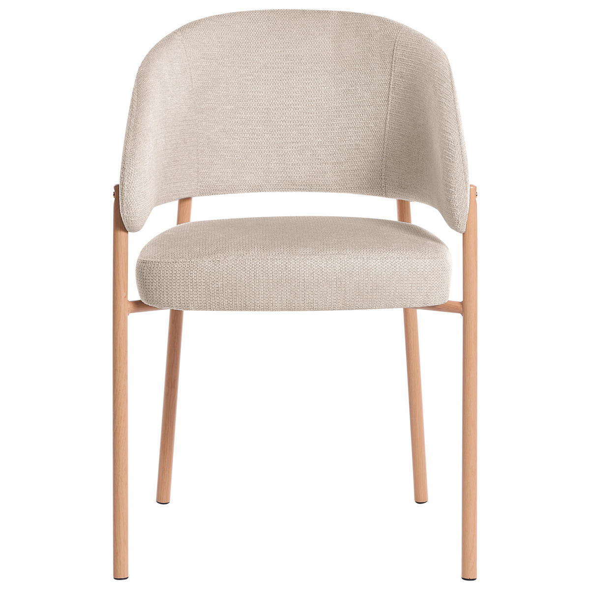 ESSZIMMERSTUHL 2er Set Stoff Hellbeige Zane - Beige/Braun, Textil/Metall (58/84/58cm) - Beliani