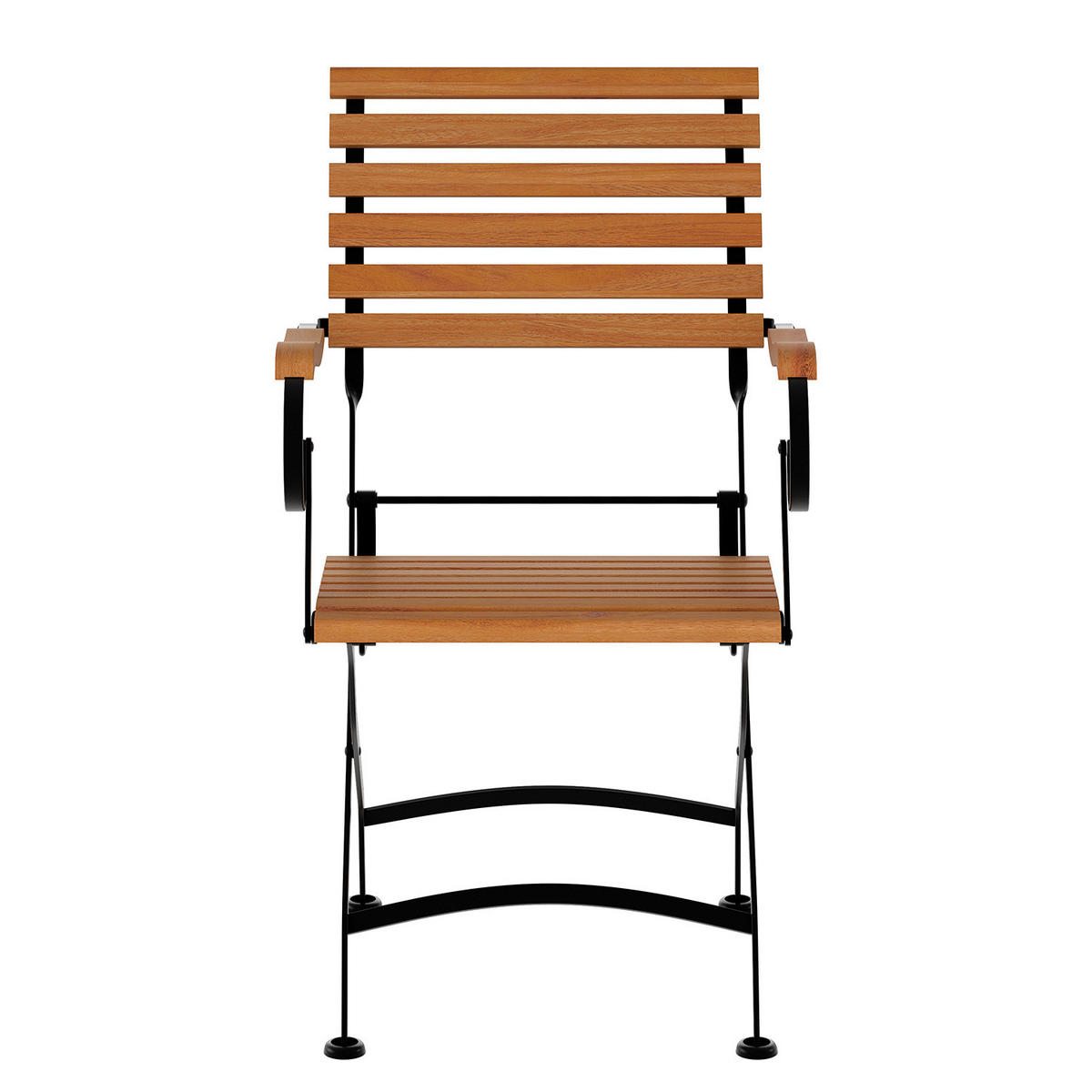 GARTENSTUHL - Akazie massiv / Stahl - Akazie / Schwarz - 2er-Set - Schwarz/Akaziefarben, Holz/Metall (58/89/52cm) - home24