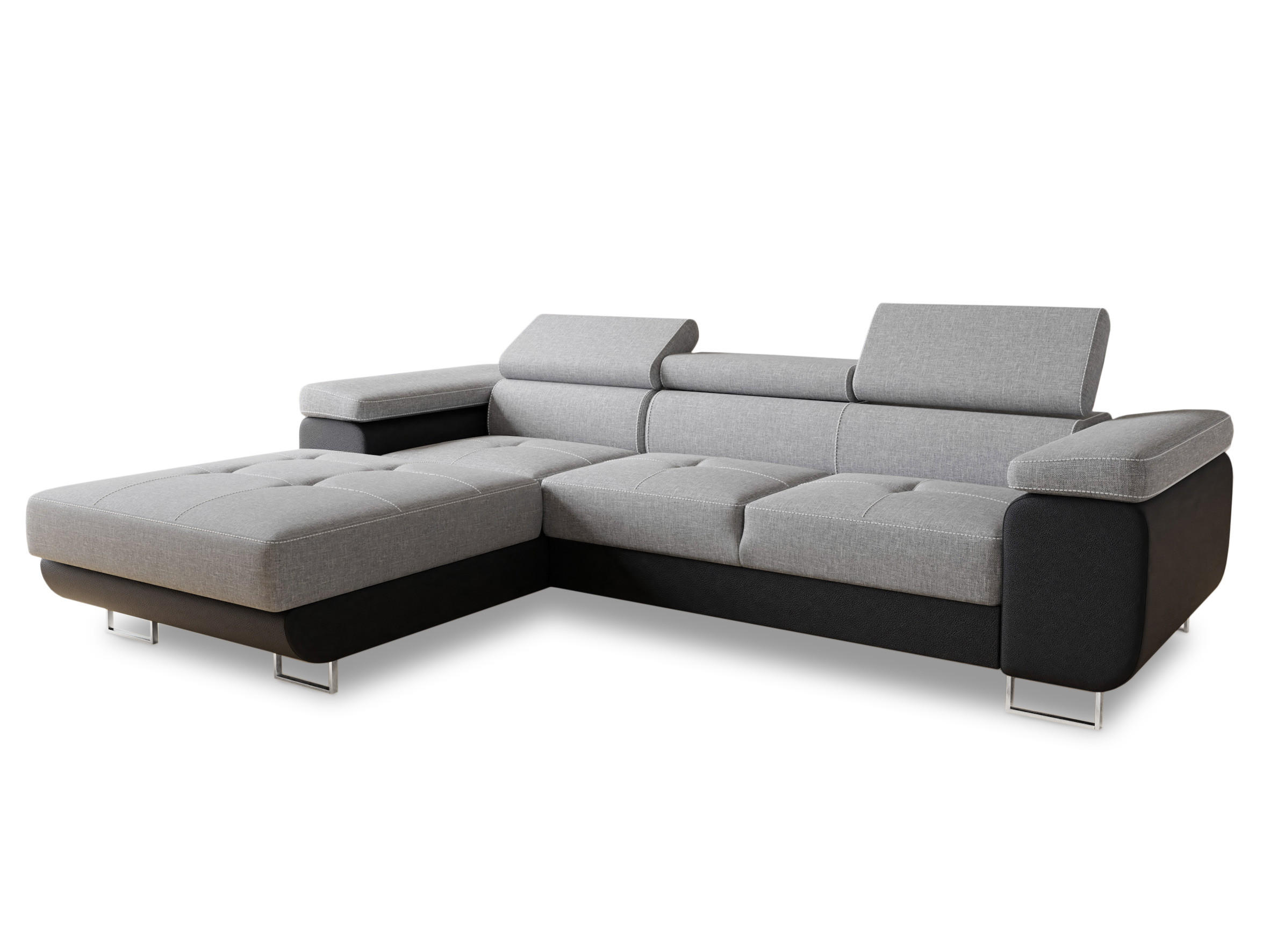 ECKSOFA Divo, Seite: Links - Hellgrau/Schwarz, Holz/Textil (282/204cm) - Sofnet