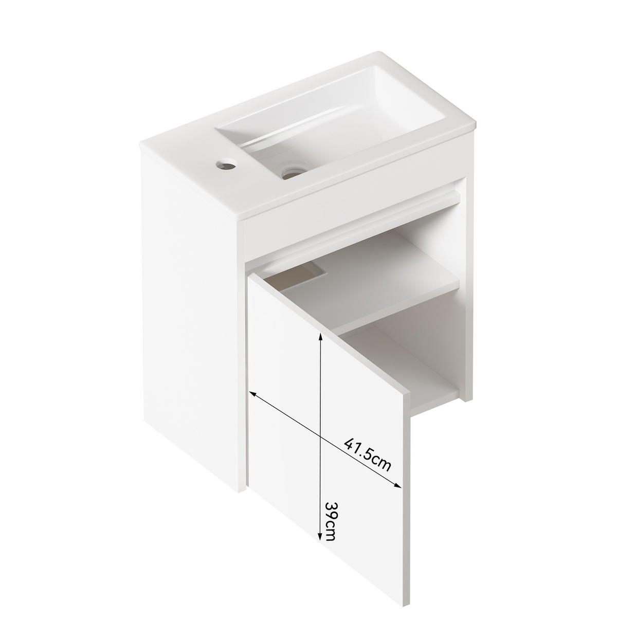 BADEZIMMERSCHRANK in Weiß aus Keramik und MDF 46x26x52 cm, platzsparend, mit Soft-Close-Tür und reichlich Stauraum - Weiß, Keramik (26/52/46cm) - Modfu