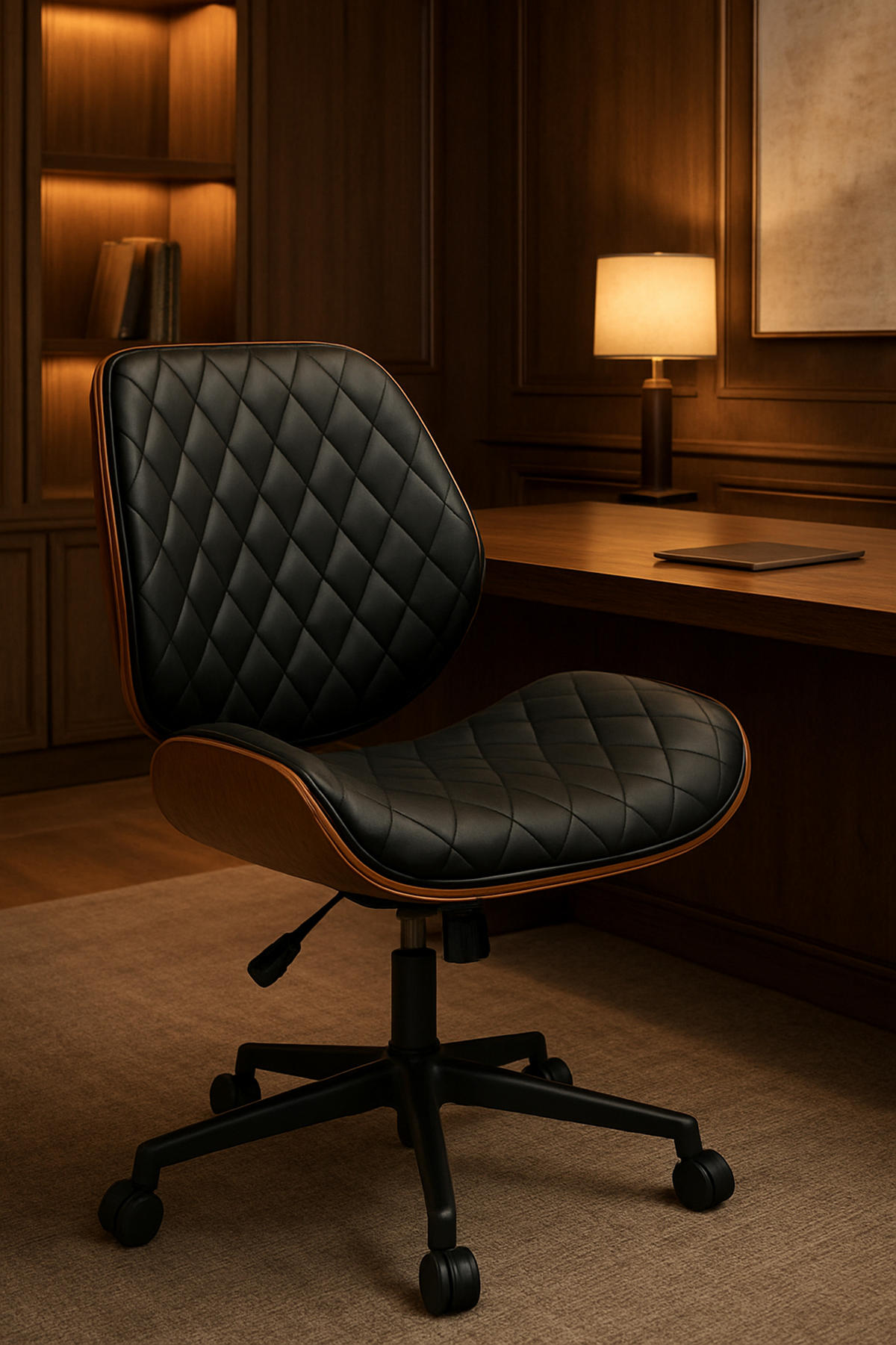 BÜROSTUHL Kryos Kunstleder walnuss/schwarz - Schwarz, Metall (54.5/92/53cm) - TPFLiving