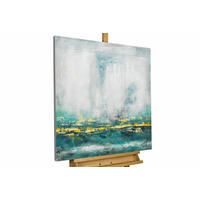 ACRYLBILD HANDGEMALT 80/80 cm - Türkis/Weiß, Holz/Textil (80/80cm) - KUNSTLOFT