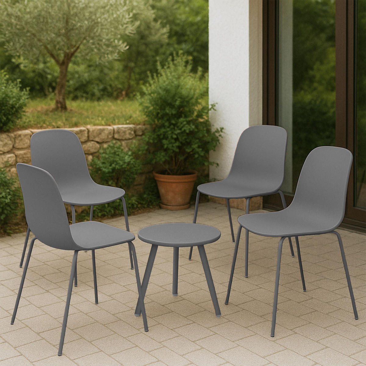 GARTENSITZGRUPPE Kunststoff Dunkelgrau - Dunkelgrau, Kunststoff - CLP