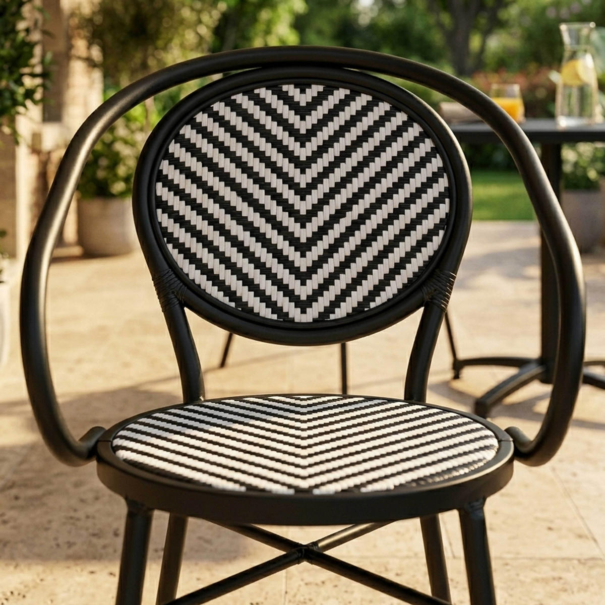 GARTENSTUHL, Schwarz - Schwarz, Metall (56/80/57cm) - Oviala