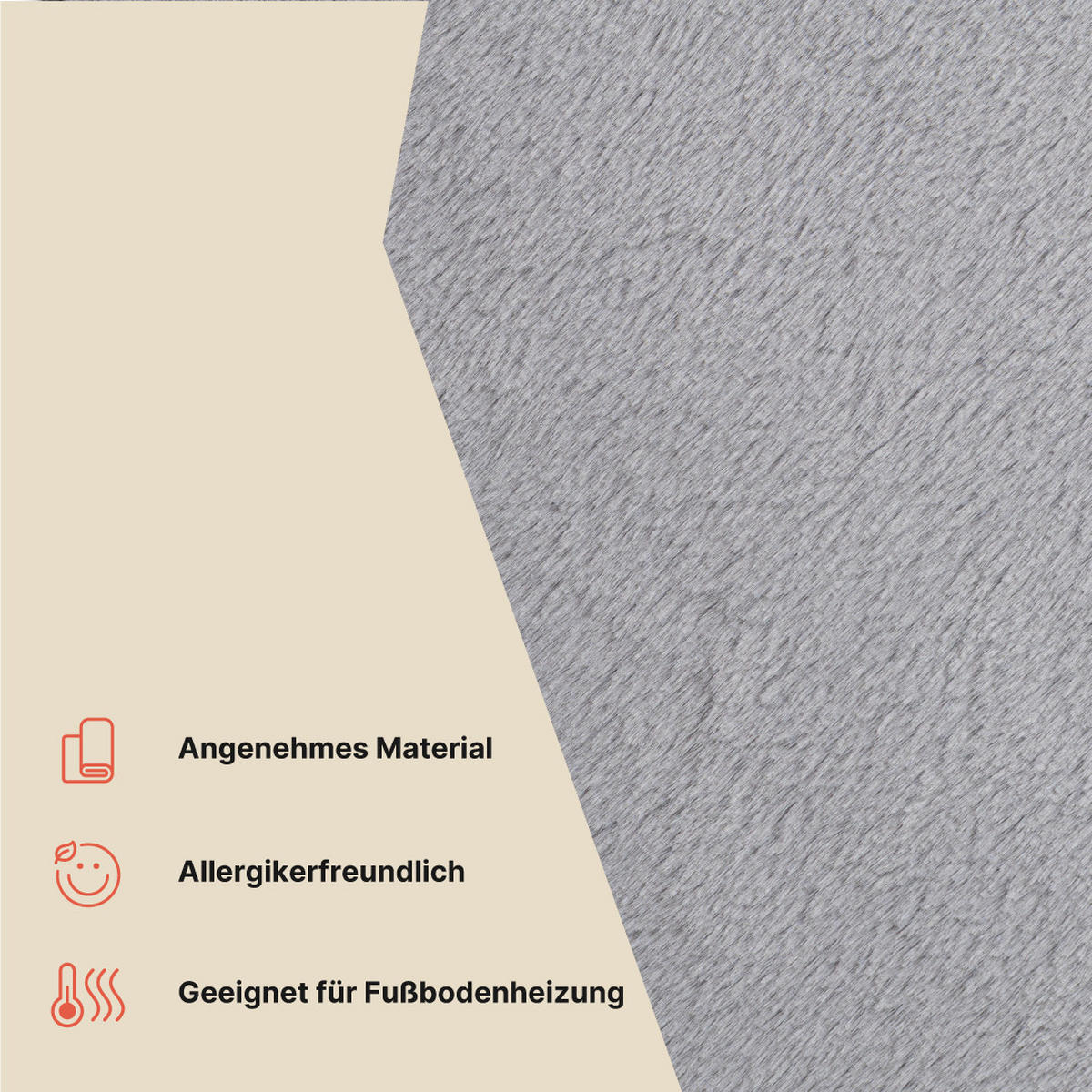 KURZFLORTEPPICH LUMI hellgrau kuschelweich waschbar 240/340 cm - Hellgrau, Textil (240/340cm) - Tapiso