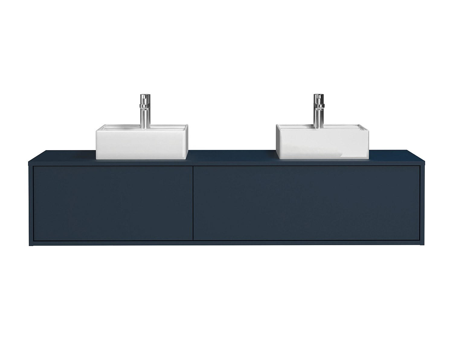 DOPPELWASCHTISCH - 150 cm x 47 cm - Holz, Platte - Marineblau - ISAURE - Dunkelblau, Holz (150/32/47cm) - Vente-Unique