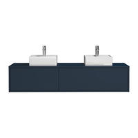 DOPPELWASCHTISCH - 150 cm x 47 cm - Holz, Platte - Marineblau - ISAURE - Dunkelblau, Holz (150/32/47cm) - Vente-Unique