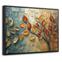 LEINWAND Bilder mit Rahmen - Baum - Abstrakt - Natur - Kunst - 40x30 - Goldfarben, Textil (40/30cm) - MuchoWow