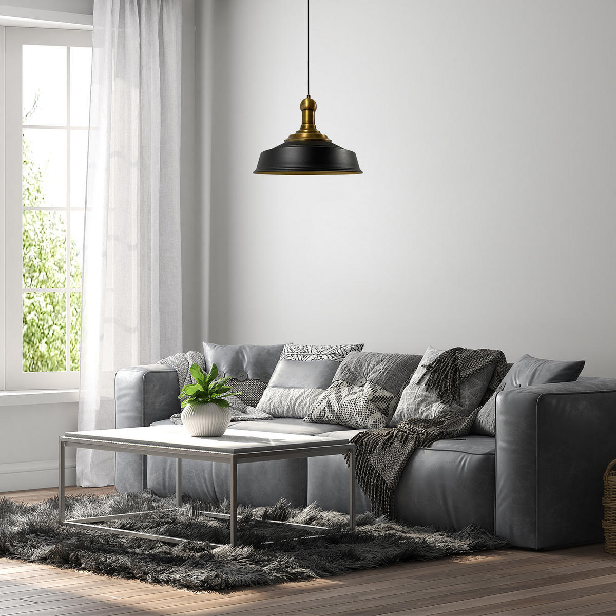 KÜCHENLAMPE Asletl Long-Knob 40/30 cm - Schwarz, Metall (30/40/30cm) - Bamyum