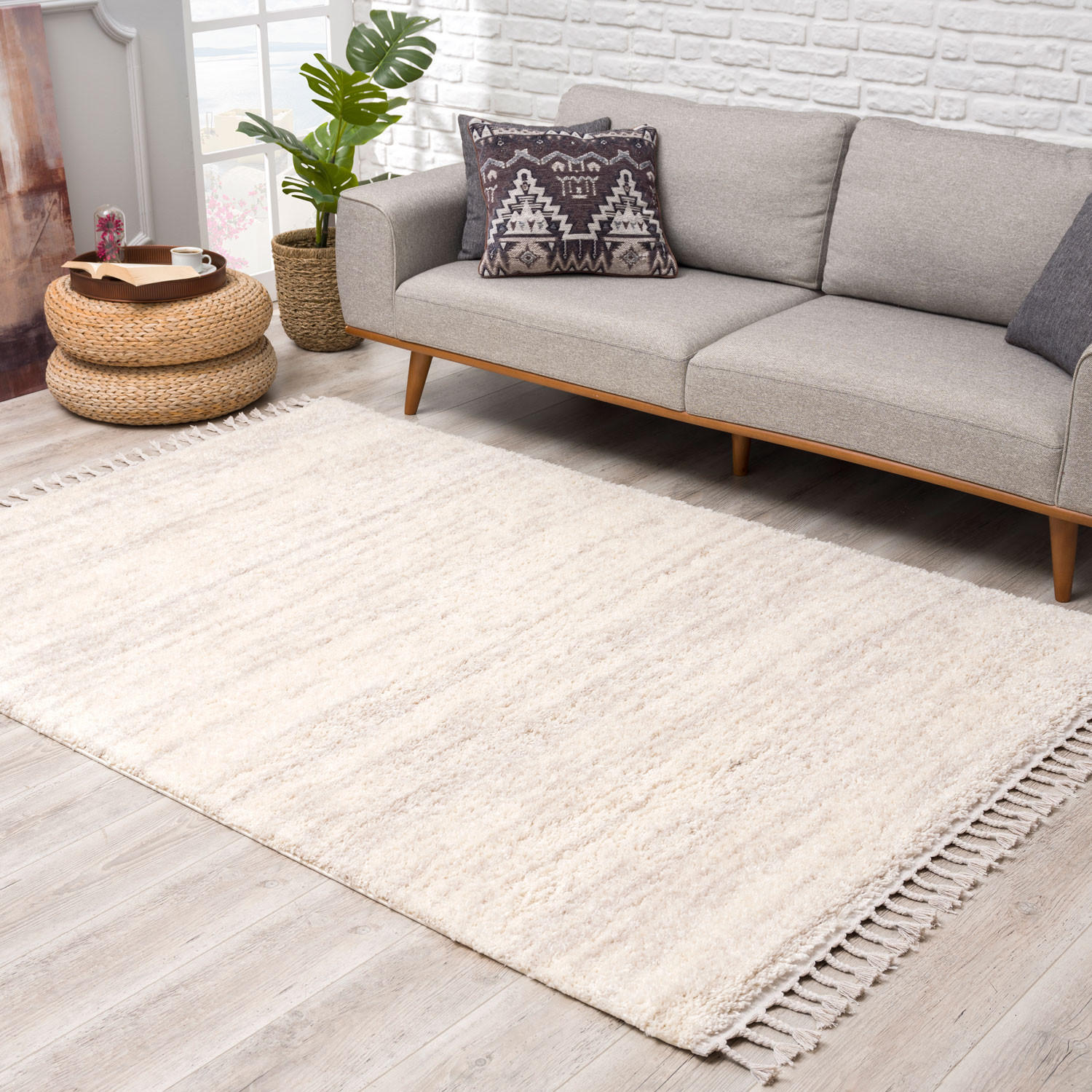 HOCHFLOR-TEPPICH Shaggy Pulpy 524 Creme 140x200 cm - Creme, Textil (140/200cm) - carpet city