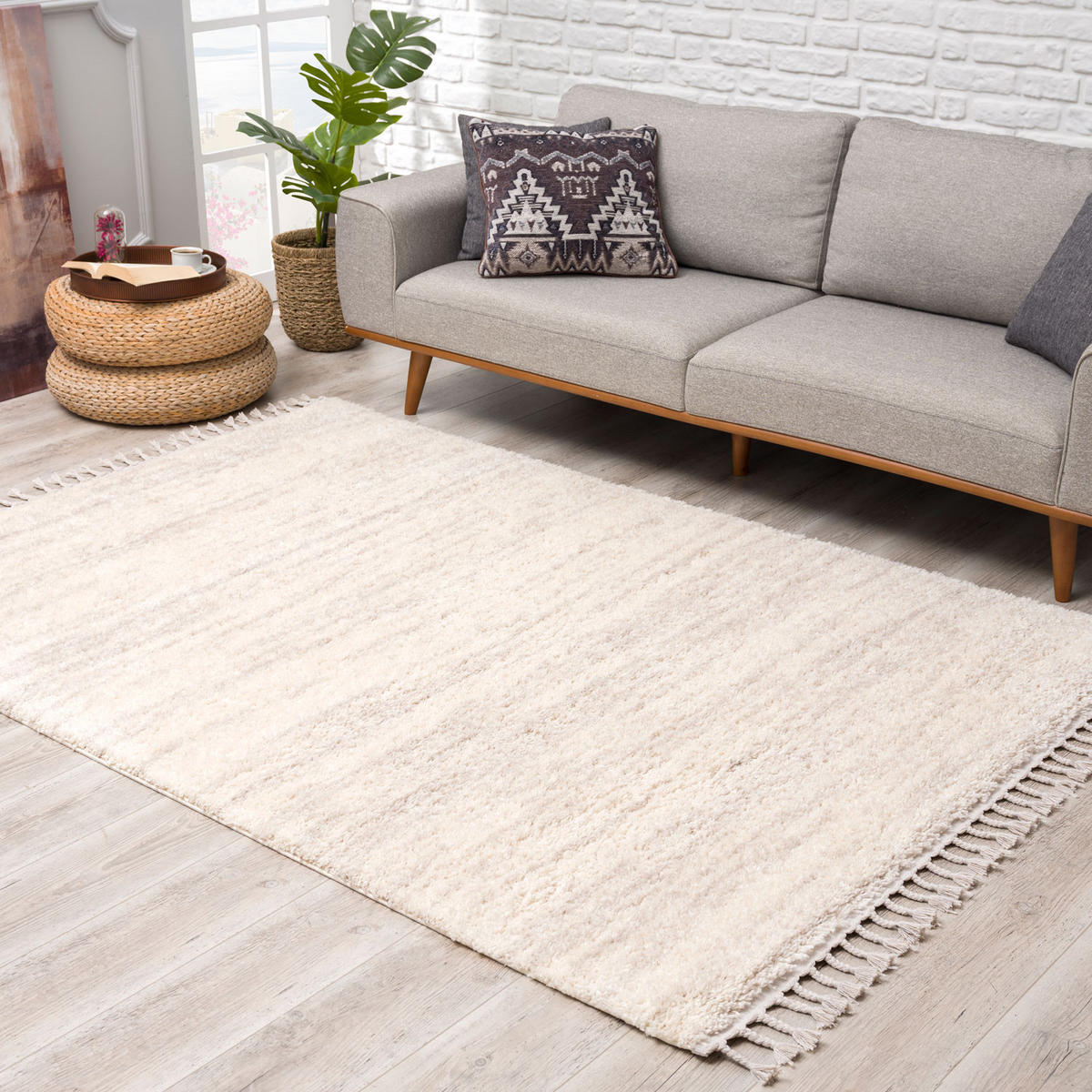HOCHFLOR-TEPPICH Shaggy Pulpy 524 Creme 140x200 cm - Creme, Textil (140/200cm) - carpet city