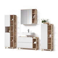 KOMPLET KOPALNIŠKEGA POHIŠTVA Marano, Sonoma/Bela, 4-delni - bela/hrast sonoma, leseni material (100/65/35cm) - Livinity®