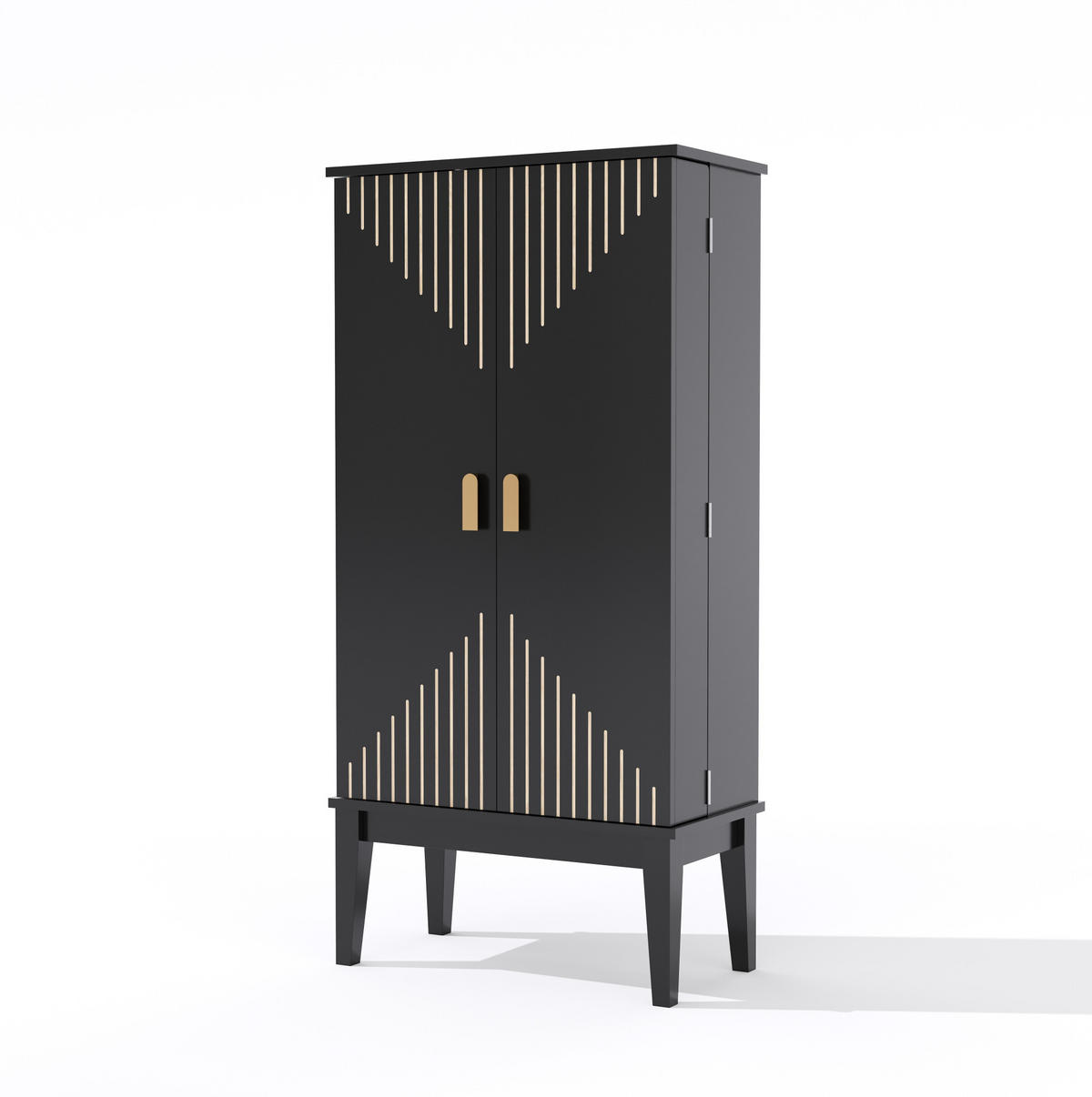 BUFFET 120/59/30 cm aus MDF mit 5 Fächern und Türablagen Schwarz - Schwarz, Holzwerkstoff (59/120/30cm) - Modenvie