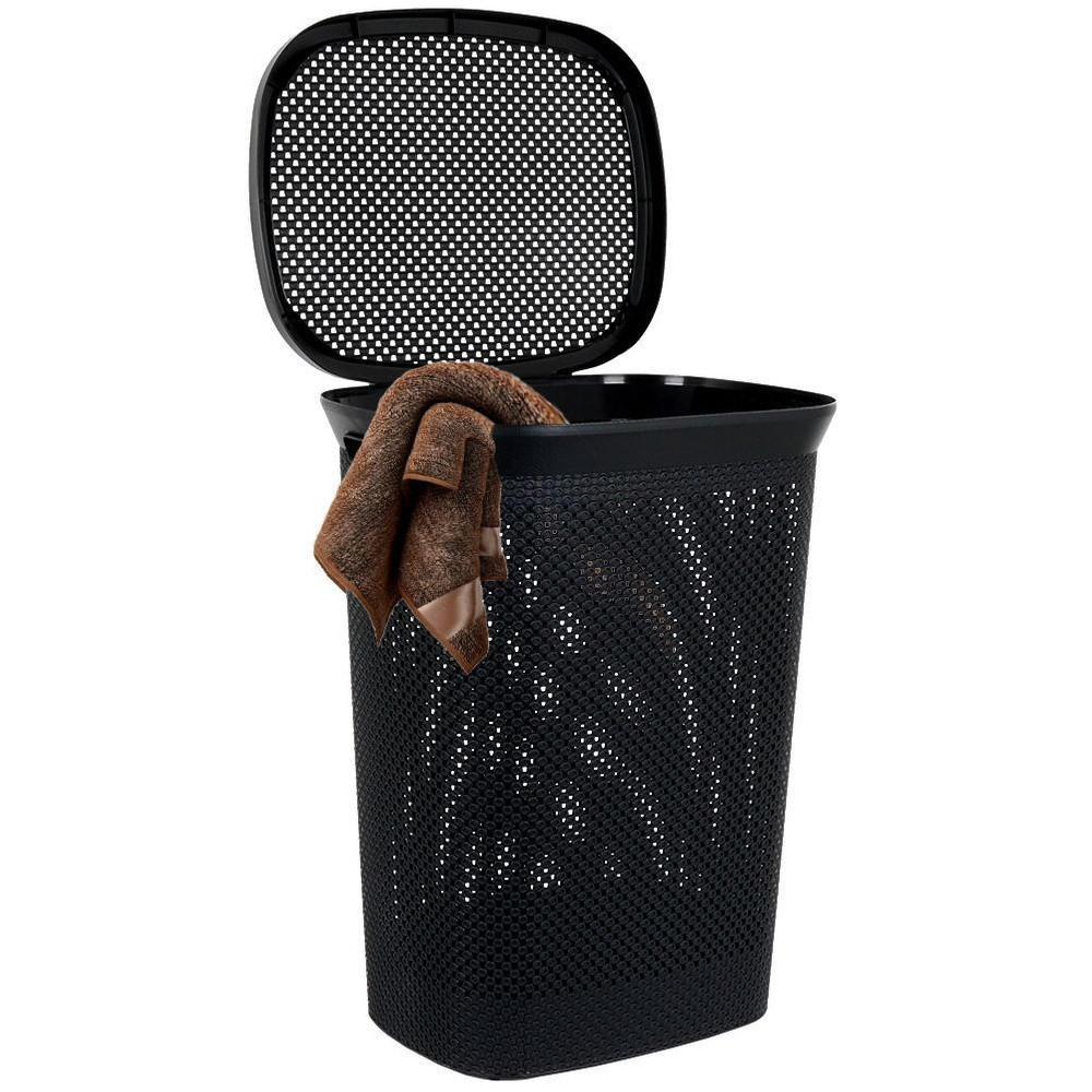 WÄSCHEKORB Kunststoff 60 l schwarz - Schwarz, Kunststoff (45/60/37cm) - Bathroom solutions