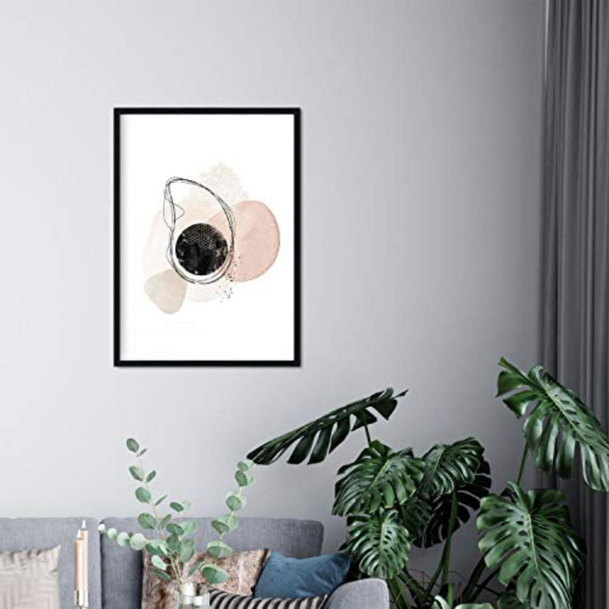 POSTER Set mit 4 Abstrakte Formen und Figuren Braun A3 Schwarzer Rahmen - Schwarz, Papier (29.7/3cm) - Nacnic