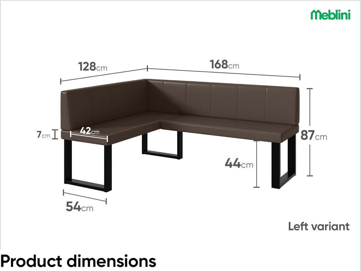 ECKBANK PETER_U - Braun, Leder (128/168cm) - Meblini