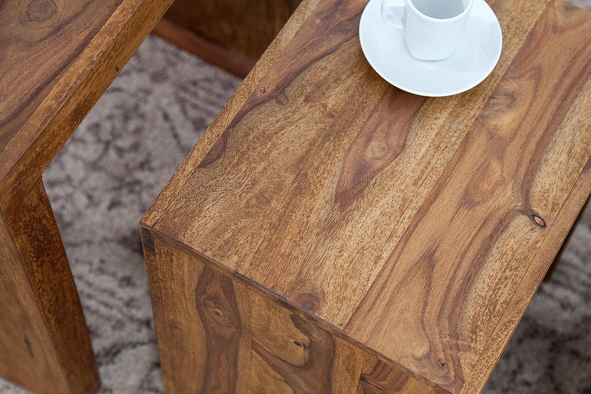 BEISTELLTISCH MAKASSAR Sheesham Natur 45 cm 3er Set - Braun, Holz (30/45/45cm) - riess-ambiente
