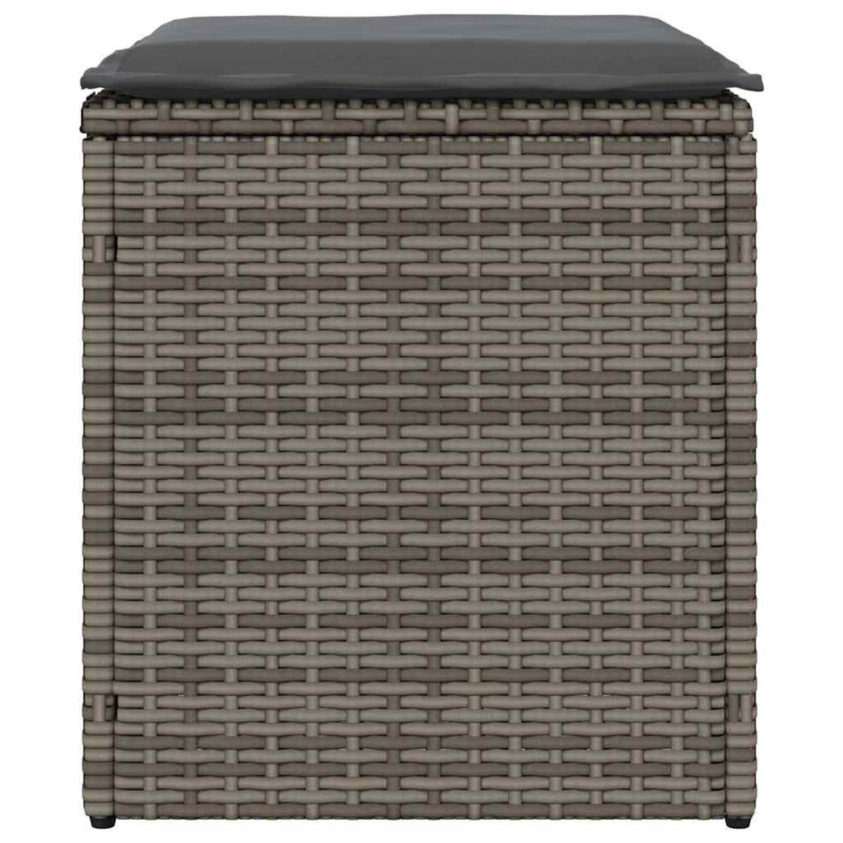 GARTENHOCKER Mit Kissen 2er Set Grau 40/40/43 Cm Poly Rattan - Grau, Kunststoff (40/43/40cm) - vidaXL